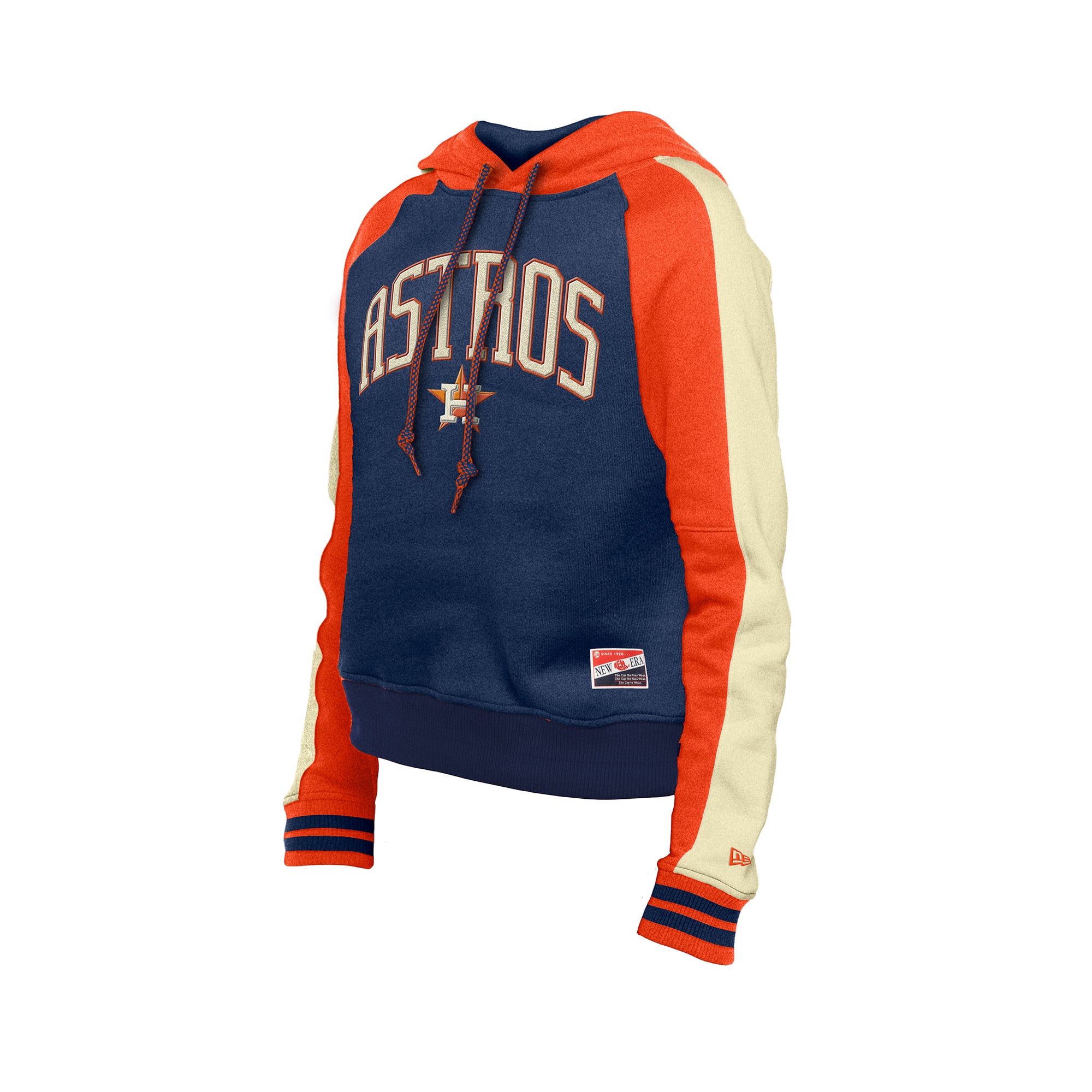 Women's New Era Navy Houston Astros Cooperstown Collection Cropped Raglan Pullover Hoodie
